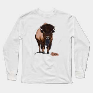 Cute Bison Drawing Long Sleeve T-Shirt